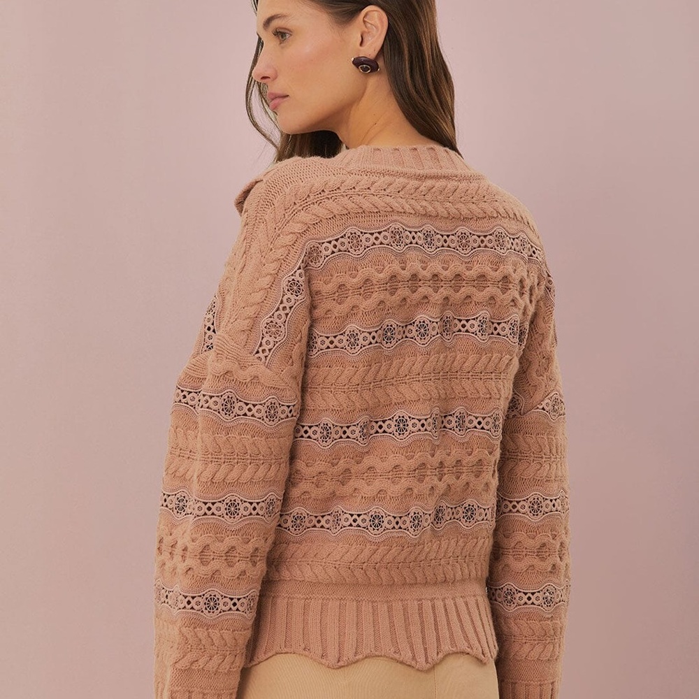 Farm Rio Cream Wavy Ruffle Sweater - Picture 3 of 8